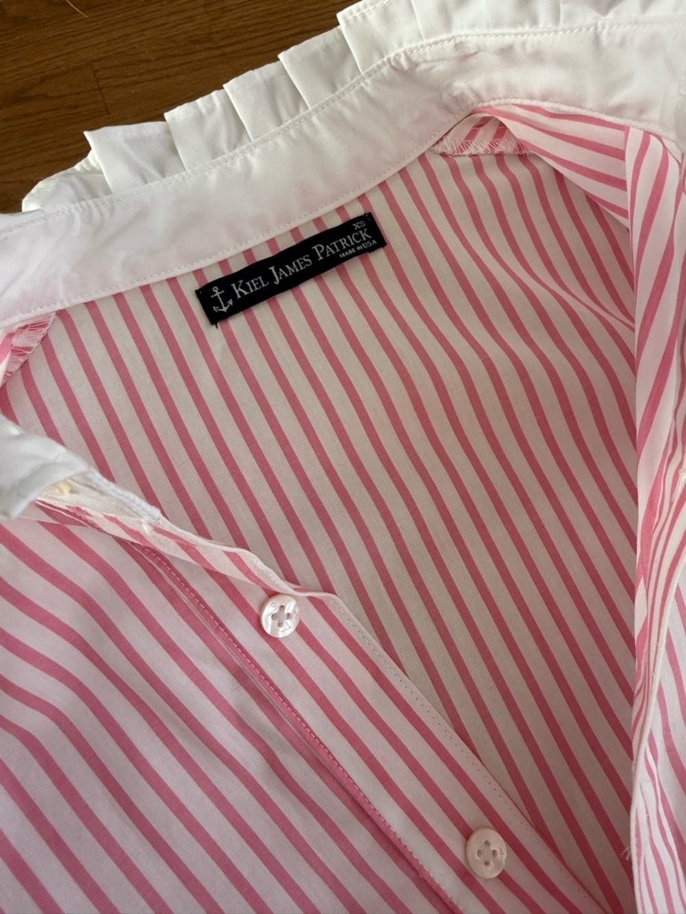 Kiel James Patrick KJP Oxford Striped Shirtdress Midi Pink / White XS - Picture 7 of 13